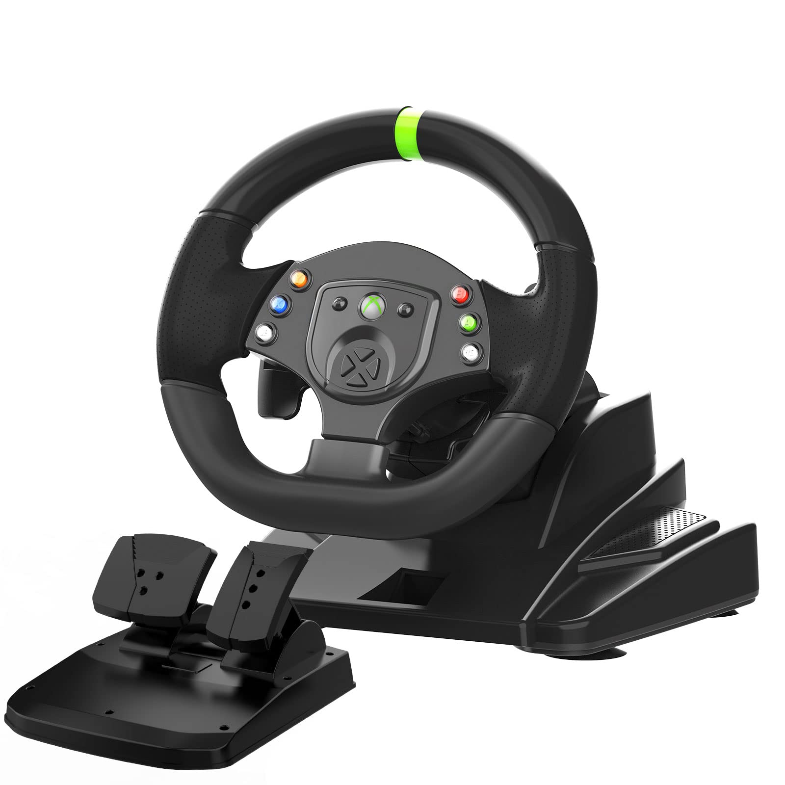 DOYO Xbox360 Gaming Racing Steering Wheels with Pedals and Paddle Shifters for PC, 180° Volante PC with gas Pedal for Playstation 3, Switch, Android Plug and Play with Height and Tilt Adjustable