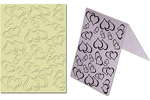 Arbuya Heart Background Plastic Embossing Folder for Scrapbook DIY Album Card Tool Plastic Template (Heart)