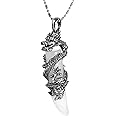 TUMBEELLUWA Dragon Pendant Necklace Wolf Crystal Stone Birthstone Protection Amulet Fengshui Jewelry Gift for Men Women