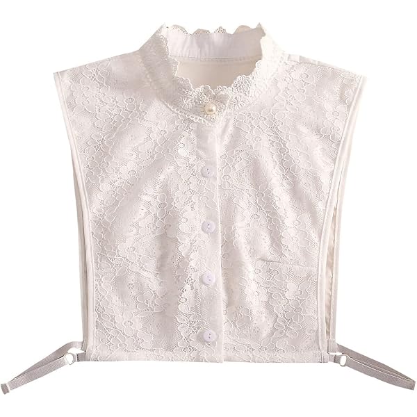 Joyci Pearl Peter Pan Fake Collar - Detachable Shirt Dickey With Adjustable Straps