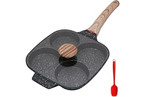 Bobikuke Egg Frying Pan, Pancake Pan with Lid Nonstick 4 Cups Fried Egg Pan Aluminium Alloy Cooker for Breakfast, Gas Stove &
