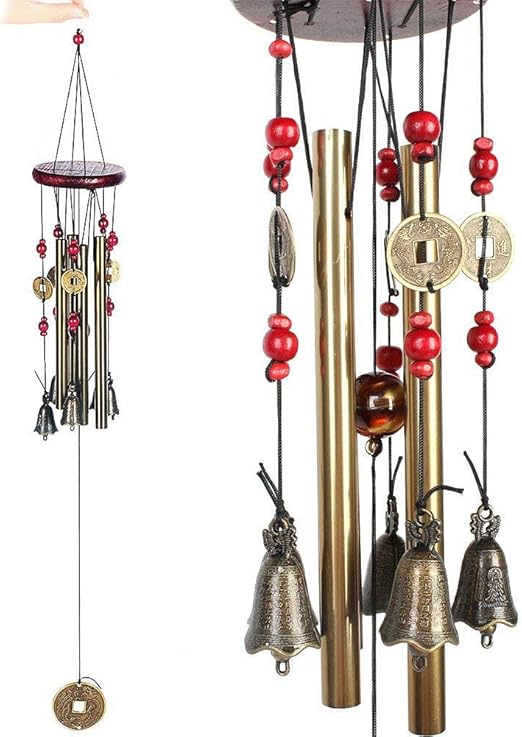 Wind Chimes MIRX Bronze Metal Wind Chimes 4 Tubes 5 Bells Woodstock