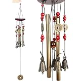 Carillon à vent d'extérieur avec 4 tubes et 5 cloches pour cour