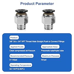 CNAODUN 10 Pcs Push-to-Connect Fittings 3/8 Inch