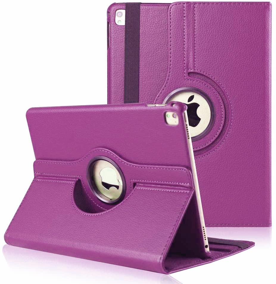 For iPad 10.2 Case 9th/8th/7th Generation (2021/2020/2019) 360 Leather Wallet Rotating Durable Protective Cover with Auto Wake/Sleep (Purple)