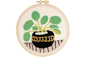 ZUOANLF Punch Needle Kits for Adults & Kids Beginner, Punch Needle Tool with Punch Needle Fabric Hoops Yarns and Sewing Needles, Gifts & Home Wall Decor, 8inch (D)