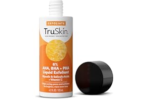 TRUSKIN NATURALS TruSkin BHA Liquid Exfoliant & Toner – PHA AHA BHA Gentle Exfoliator with Salicylic & Glycolic Acid, Vitamin C – Smooth Uneven Tone & Texture, Refine Pores, Minimize Oily Skin & Fine Lines, 4.2 Fl Oz