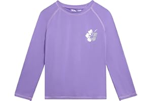 Real Love Toddler Girls Rash Guard - Quick Dry Sun Protection Girls Swim Shirt Long Sleeve Rash Guard Kids Swim Top (2T-16)