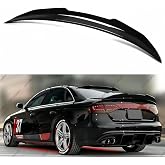 WheelX Rear Spoiler Compatible with 2008-2012 Audi A4, PSM Style High Kick Fit for B8, Exterior Duckbill Spoiler Trunk Tail Deck Lid Wing Lip (Glossy Black)