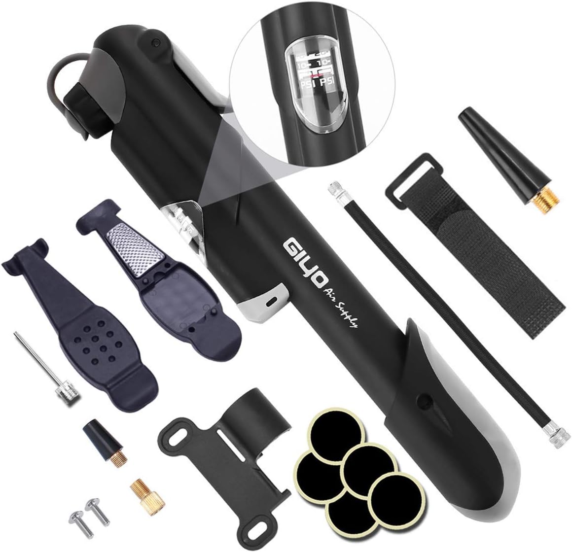 NewMainone Mini Bike Pump Portable Bicycle Frame Pump,Bicycle Tire Pump Glueless Puncture Repair Kit,120 PSI Fast Air Pump Suitable for Presta & Schrader Valve