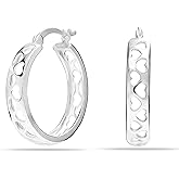 LeCalla 925 Sterling Silver Hoop Earrings | Love Heart Infinity Linked Filigree Earrings | Lightweight Valentines Gift Jewelry | Click-Top Closure Earring Hoops for Women