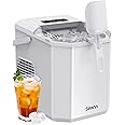 Silonn Ice Maker Countertop, Portable Ice Machine with Carry Handle, Self-Cleaning Ice Makers with Basket and Scoop, 9 Cubes in 6 Mins, 26 lbs per Day, Ideal for Home, Kitchen, Camping, RV, White