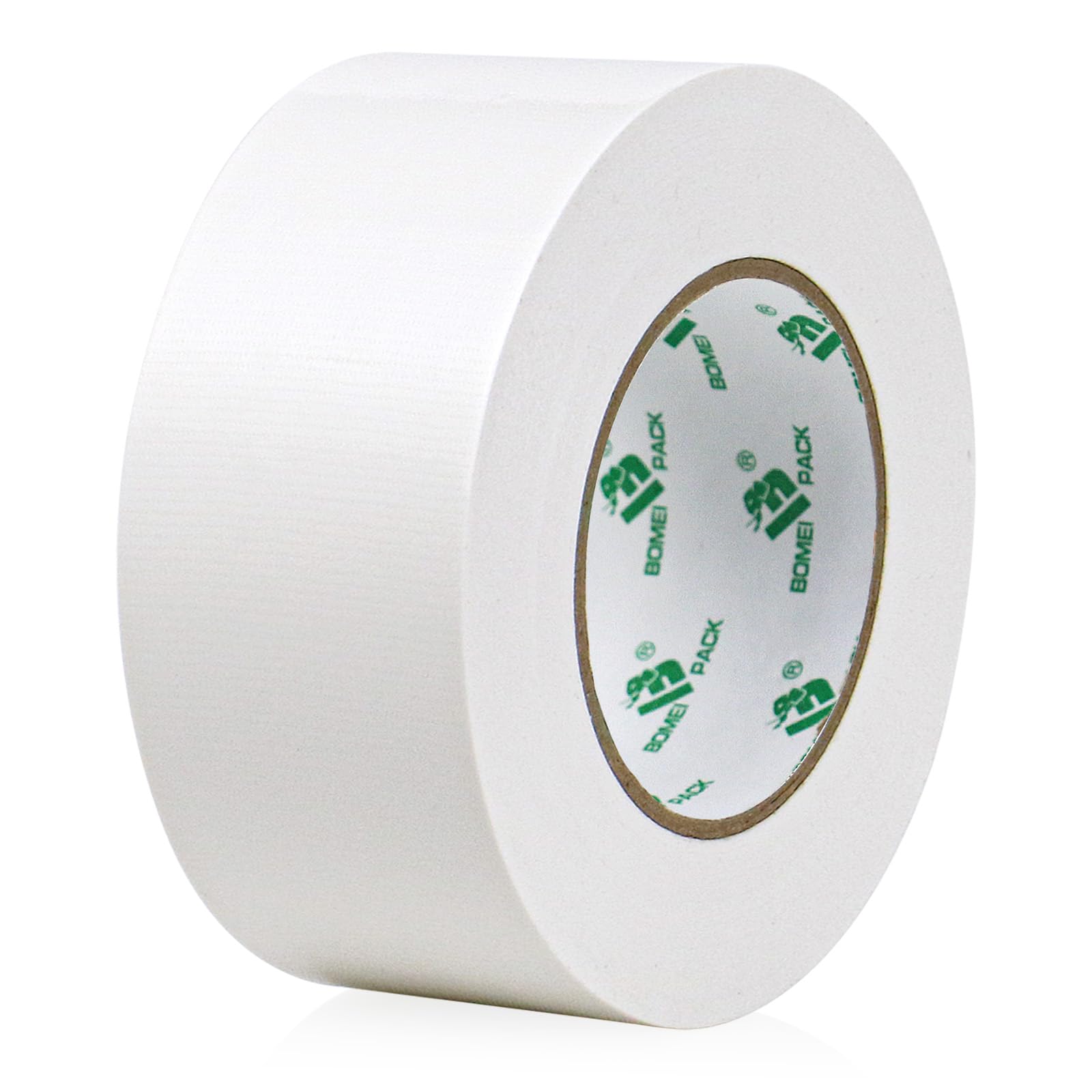 BOMEI PACK 1 Roll White Duct Tape Reinforced Waterproof 50mm x 50m Gaffer Tape for pipelines Ducts Fixing Repairing Floor Marking,Craft Labeling,Heavy Duty Bundling Strapping