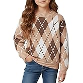 WELAKEN Girls Sweater Colorful Patterned Crewneck Long Sleeve Knit Pullover