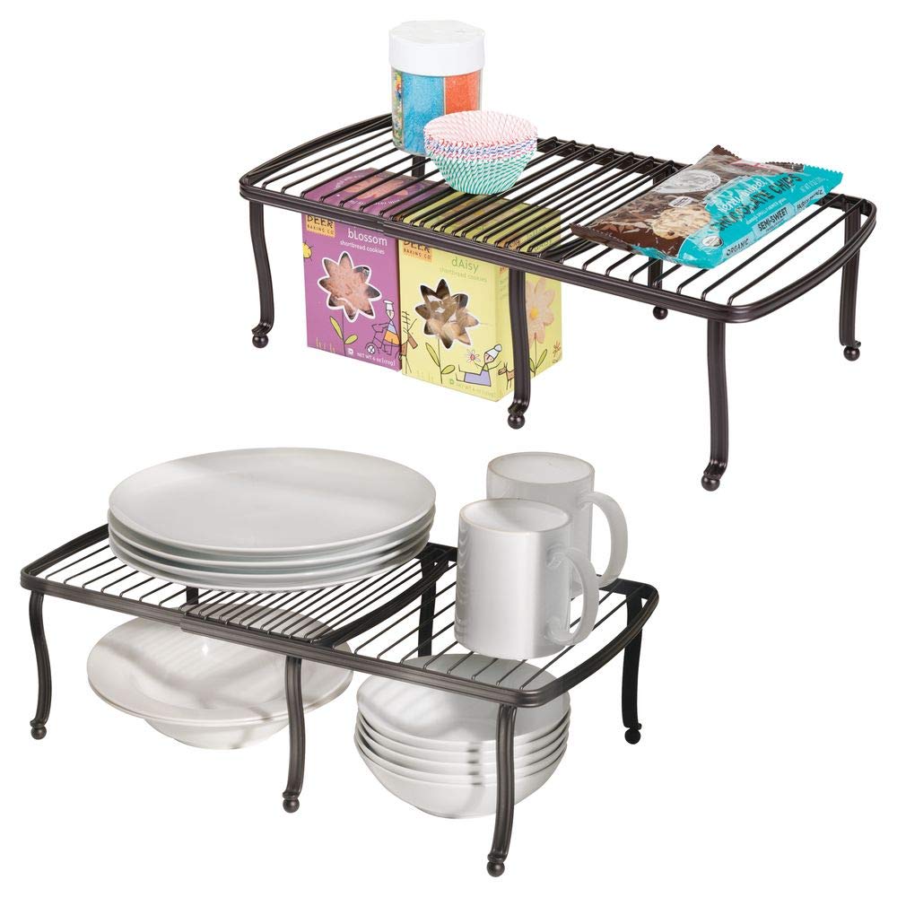 mDesign Free Standing Expandable Storage Shelf for Kitchen Countertop