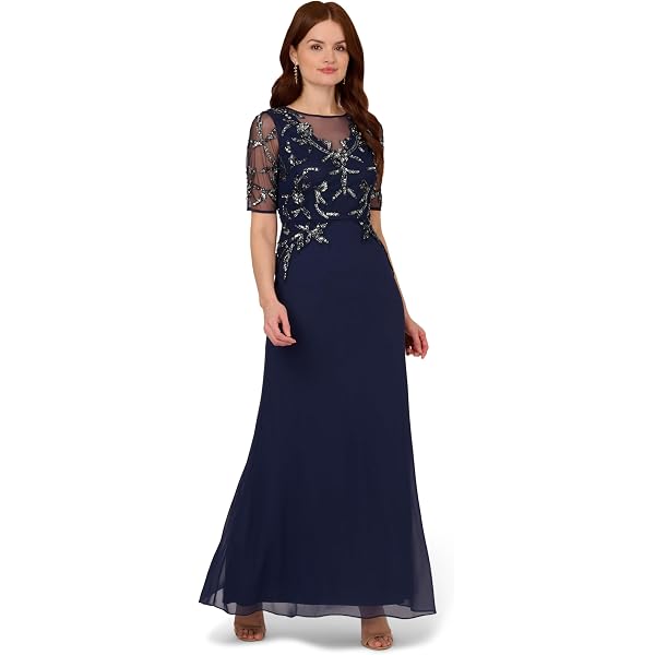 Amazon.com: Adrianna Papell Private Label Women's Beaded Flutter Blouson  Gown, Light Navy/Gunmetal, 16 : Clothing, Shoes & Jewelry