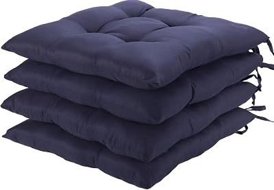 HAMO Dining Chair Seat Pad Cushions Set of 4 Navy 38x38 cm 15x15