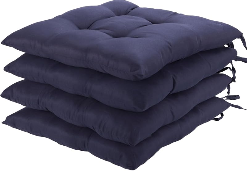 HAMO Dining Chair Seat Pad Cushions Set of 4 Navy 38x38 cm 15x15