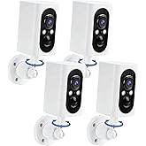 355&deg; Pan Rotate Cameras 4 Pack, 2K Video, Security Cameras Wireless Outdoor | Motion Detect &amp; Record &amp; Alert, SD/Cloud Storage, Color Night Vision, 2-Way Talk, 2.4G WiFi, IP65 Waterproof, Indoor&amp; Outdoor