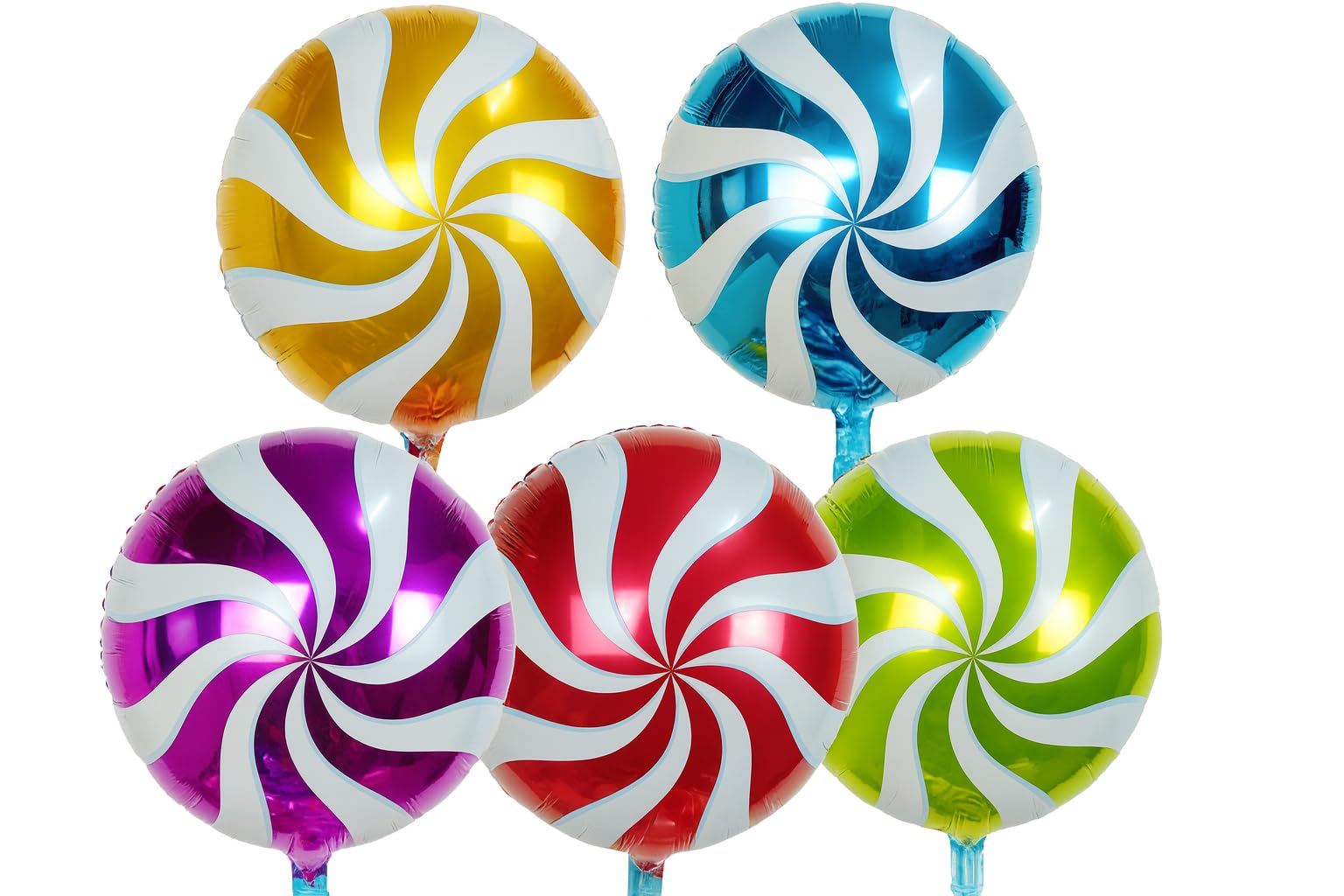 Happium 5 Pcs Sweet Candy Balloons Set Round Lollipop Candy Land Party Decoration Birthday Candyland Birthday Party Decoration - 18 inches