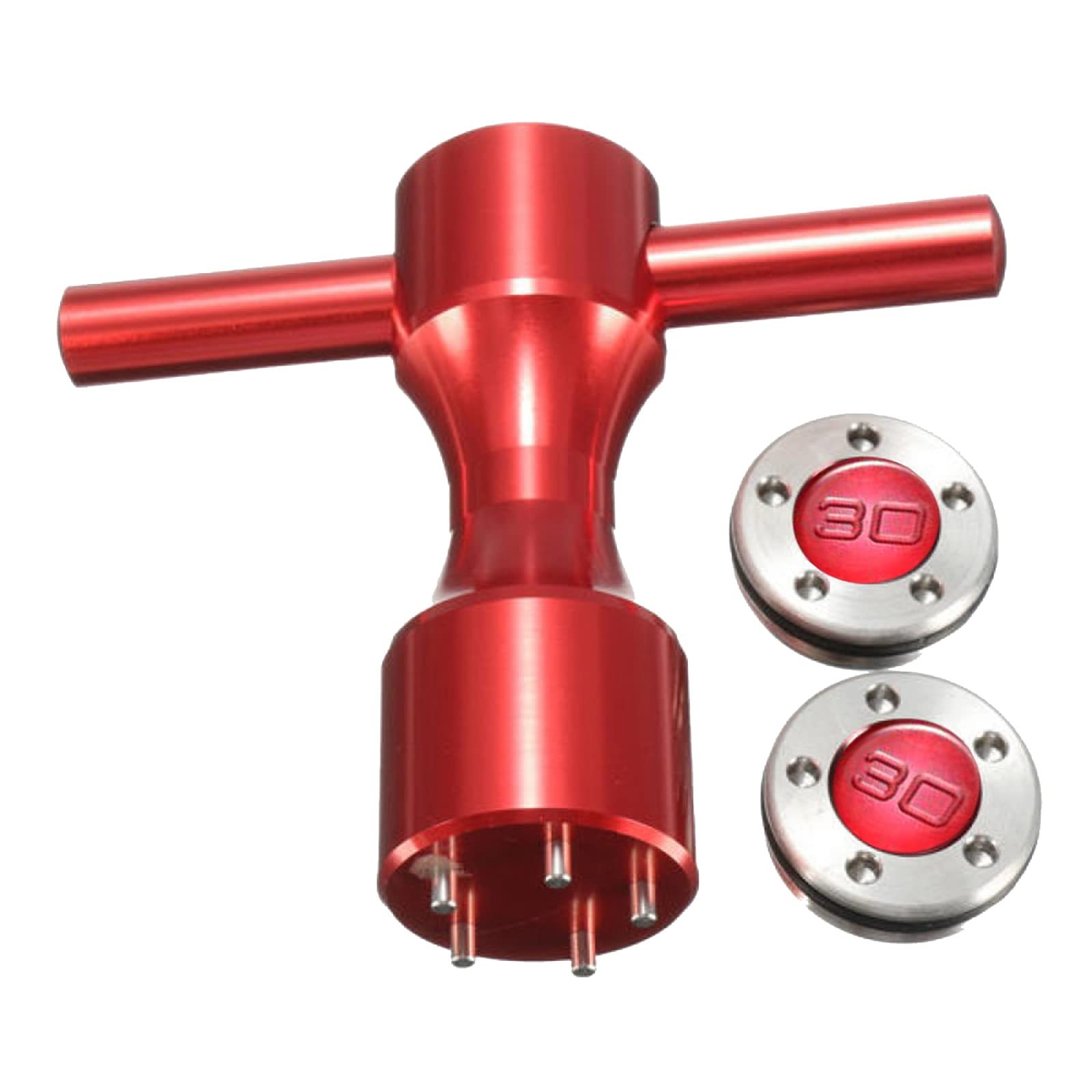 Elecbee 1 Set 2PCS Golf Putter Wrench, Golf Head Weight 10g/15g/20g/25g/30g/35g/40g Golf Custom Weights+Red Wrench Compatible with Scotty Cameron Putters Golf Replacement Accessory (30g)