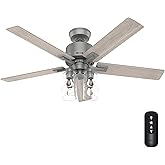 Hunter 52 inch Indoor Ceiling Fan with LED Lights and Remote Control - Smart Ceiling Fan, Standard Mount, 5 Blades, For Bedro