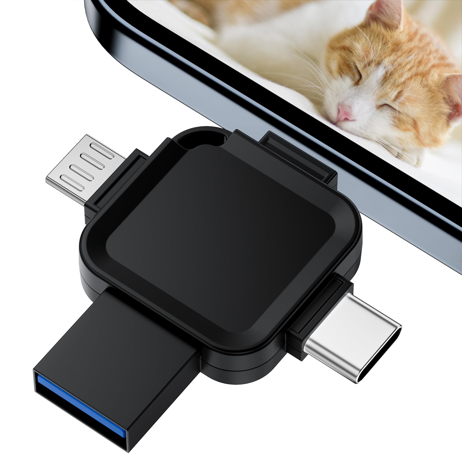 Photo 1 of ?No App Required? 128GB 4 in 1 Photo Stick for Phone,LANSLSY Flash Drive for Phone/Pad/Android/PC -Memory Stick for Photos and Videos-4 Separate Ports, No Adapter Needed