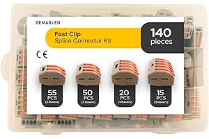 DEMASLED 140 Pcs Compact Electric Wire Connectors with 2, 3, 4, and 5 Lever Terminals, Quick Connect Splice Connector Kit, Lever-Nut Terminals for Electrical Splicing and Wire Connections