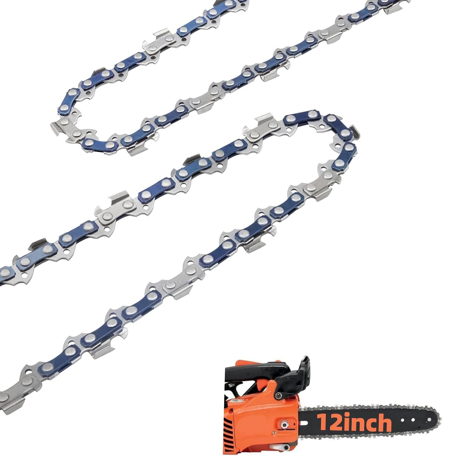 YuanYouTong 2 Pcs 12 Inch Chainsaw Chain, 3/8 LP Pitch, .043'' Gauge, 45 Drive Links, Replacement Chain Saw Chains, Low-Kickback Saw Chain fits Stihl, Dewalt, Craftsman, Oregon, Makita