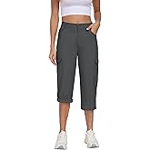 MoFiz Women's Cargo Capri Pants Cotton Roll up Convertible Capris Summer Casual Athletic Hiking Cropped Pants with Pockets