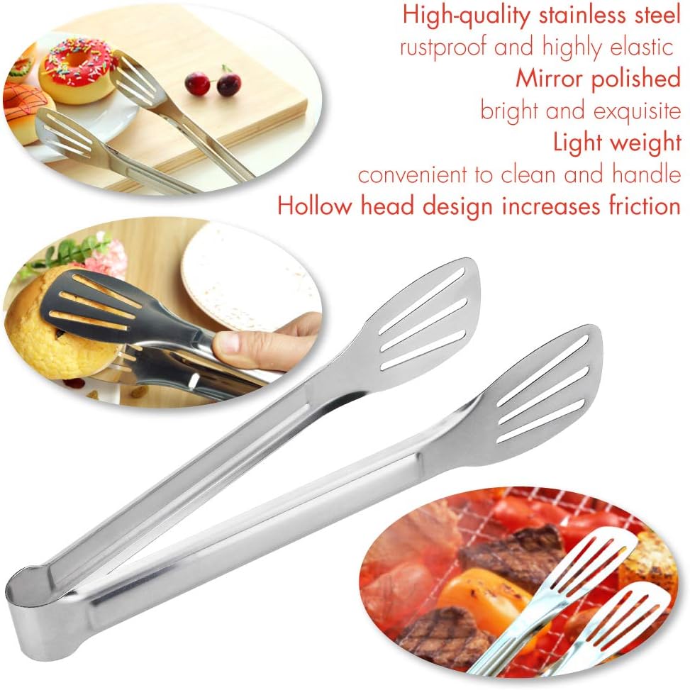 Xuonaozu 4Pcs 9-Inch Cooking Tongs, Stainless Steel Serving Tongs for Barbecue Cooking, Salad, Grilling, Serving and Frying - Image 4