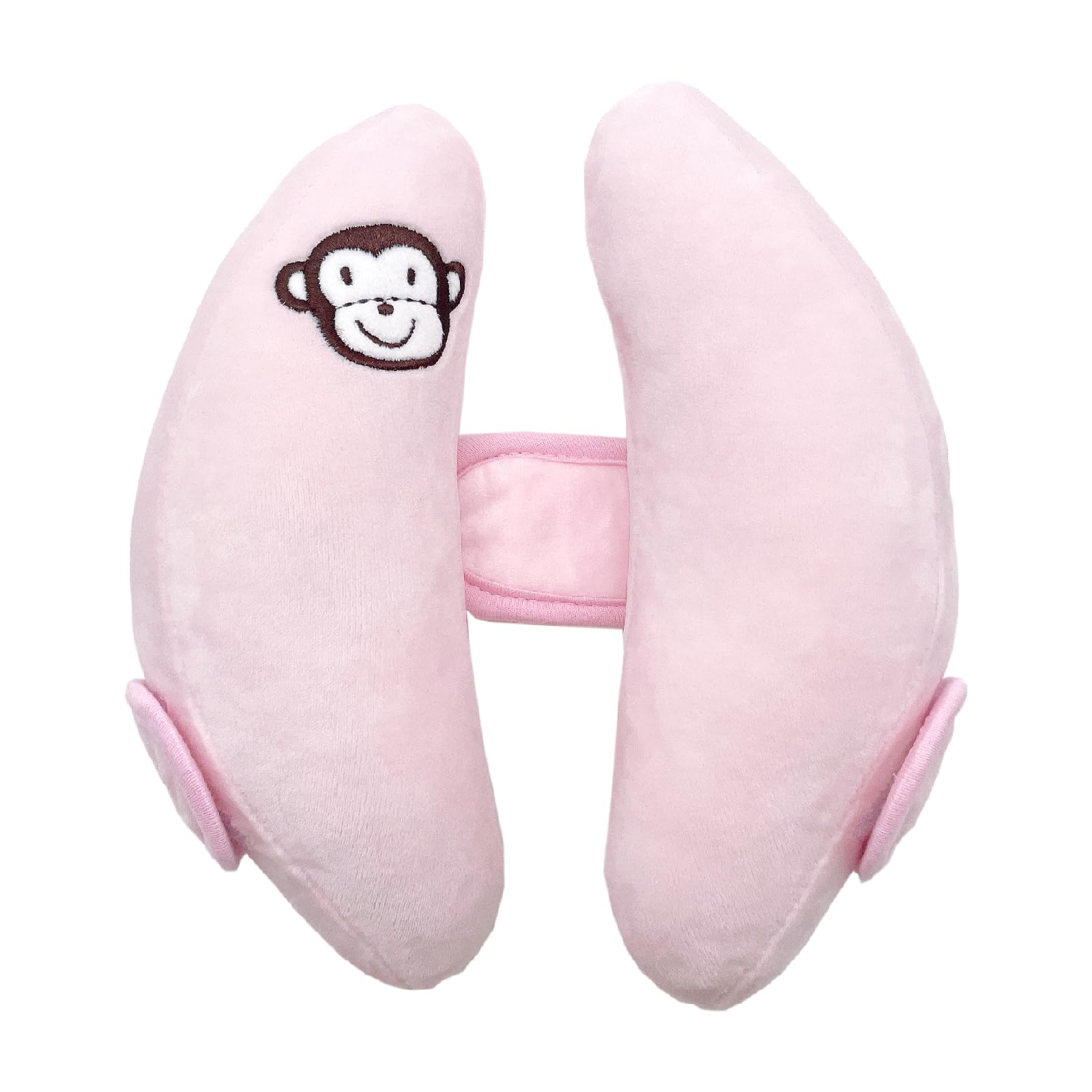 Adjustable Head Neck Pillow for Infant Car Seat, Portable Baby Travel Pillow for Stroller, Banana Shape Headrest Support Pillow, Comfortble Toddler Neck Pillow for Pushchair,Swing, Light Pink