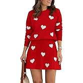 Tankaneo Womens Skirt 2 Piece Sweater Set Long Sleeve Crewneck Sweaters Pleated Mini Skirt Knit Lounge Sets