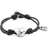 Uno de 50 CUPIDO Bracelet, Silver-Plated | Heart, Brown Leather