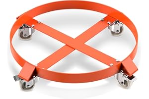 GarveeTech 55 Gallon Drum Dolly, 1000 lb Capacity Heavy Duty Barrel Cart with 4 Swivel Casters (2 Locking), Steel Frame Drum 