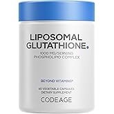 Codeage Liposomal Glutathione 1000 mg Supplement, High-Potency Reduced L-Glutathione - Liposomal Delivery - Phospholipids - Non-GMO, Gluten-Free - 60 Capsules