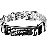 TOWAMOE To My Daughter Bracelet Inspirational Stainless Steel Bracelets Birthday Graduation Gifts for Daughter from Mom Dad(Black)
