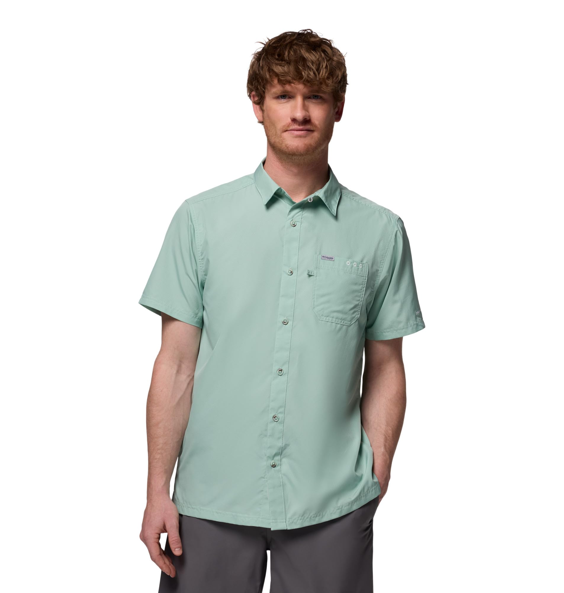 Columbia Mens Slack Tide Short Sleeve Camp Shirt, Misty Jade, 5X Image Columbia Mens Slack Tide Short Sleeve Camp Shirt, Misty Jade, 5X Image