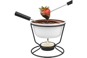 Chocolate Fondue Pot Maker,Ceramic Butter Warmer,Mini Fondue Pot Set for Melting Chocolate Cheese,Chocolate Meting Pot with D