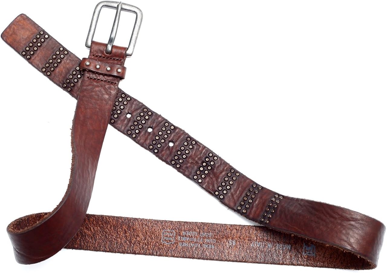 Anson´s Men's Brown Leather Belt With Studded, Size 33 at Amazon Men’s