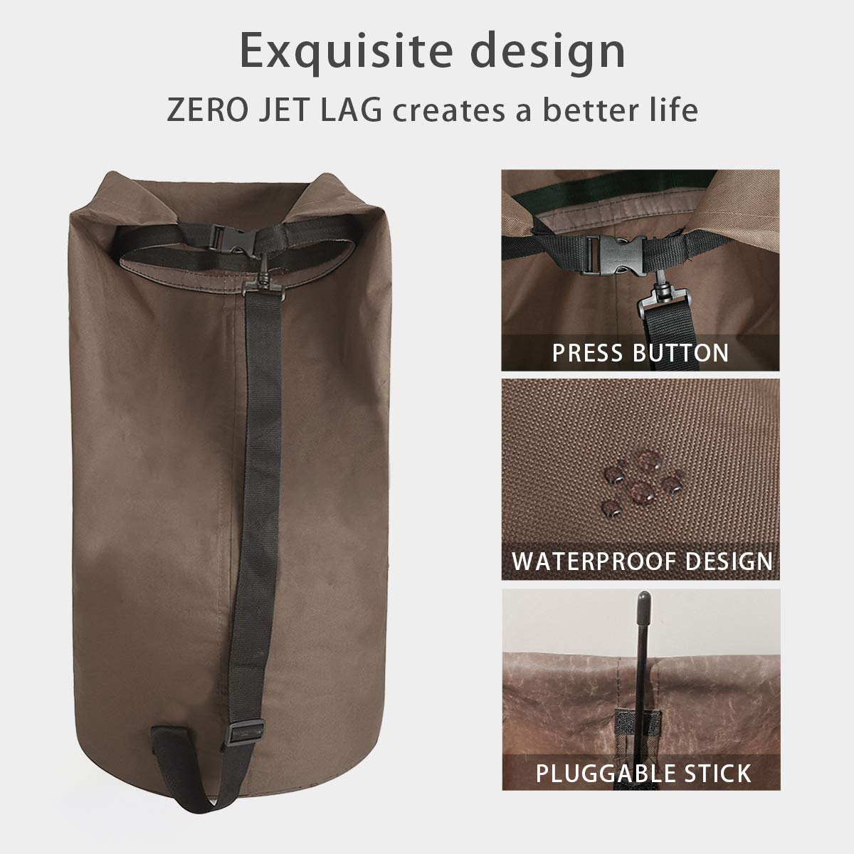 ZERO JET LAG Extra Large Laundry Hamper Collapsible Laundry Basket Tall Clothes Hamper Bag Waterproof Standing Laundry Bin Heavy Duty Laundry Liners (Brown)