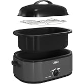 SUNVIVIPRO Roaster Oven, Electric Roaster Oven with Viewing Lid, Large Roaster with Removable Pan &amp; Rack, Turkey Roaster with Unique Defrost/Warm Function, Stainless Steel, Grey, 20QT