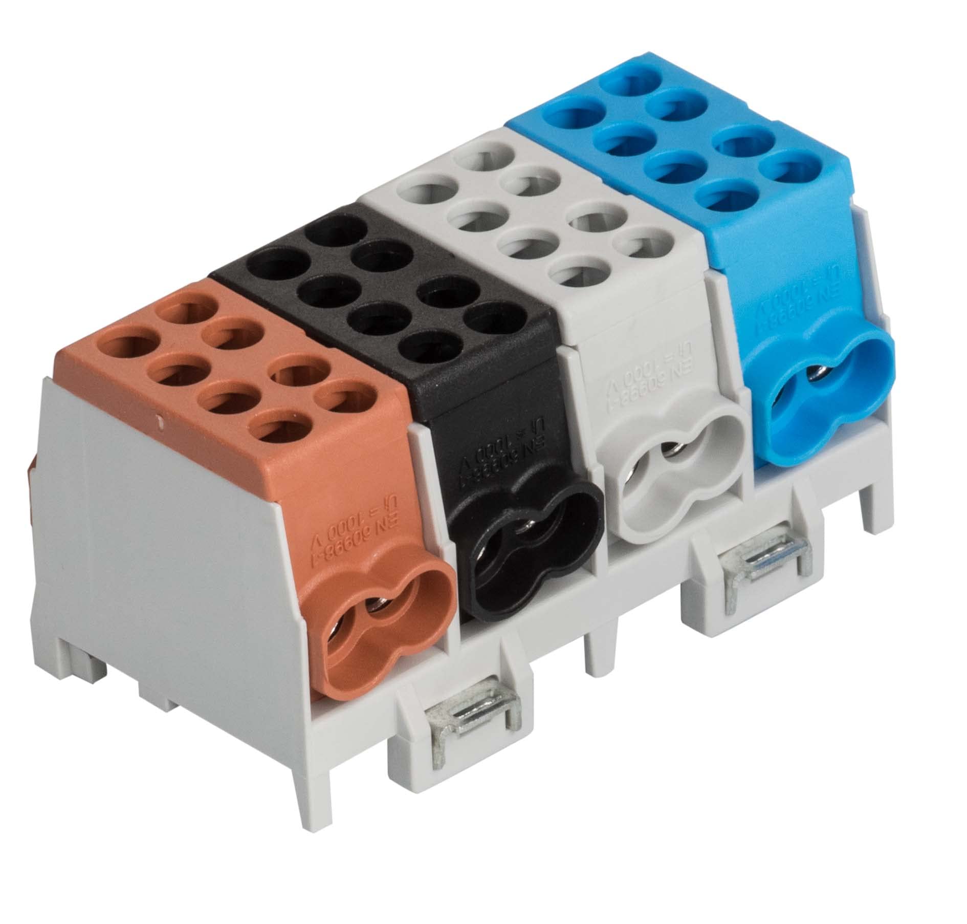 Zacisk rozgałęźny głównego przewodu 4-Flexiunowy do szyny montażowej - rozdzielacz prądu