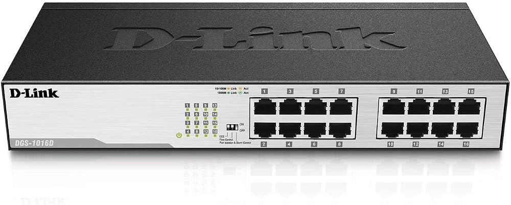 D-Link DGS-1016D 16-Port Gigabit Ethernet Switch Metal Fanless Plug Play UK