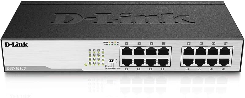 D-Link DGS-1016D 16-Port Gigabit Ethernet Switch Metal Fanless Plug Play UK