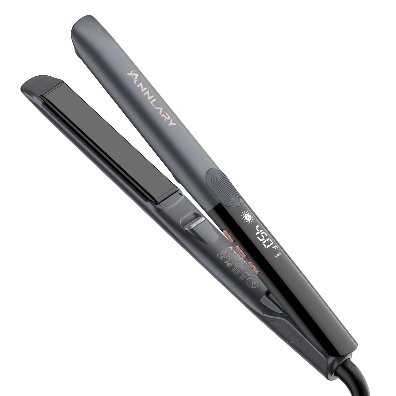 Photo 1 of ANNLARY Hair Straightener, 1 Inch Flat Iron Straightener and Curler 2 in 1, Titanium Ceramic Ionic Dual Voltage Straightener with Anti-Iron Silicone for Less Frizz, Shinier & Smoother Hair