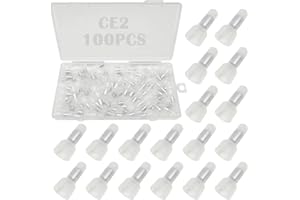 Tugermoola 100PCS Nylon Closed End Crimp Terminal 16-14AWG Wire End Caps Electrical Car Audio Wire Connectors CE2