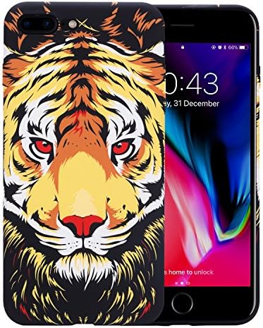 iphone7plus/8Plus Case, Jucellnday Vivid Animal Lines Scratch-Resistant Shock Absorption Technology Bumper Soft TPU Cover Case for iphone7Plus/8plus- Tigers(2018)
