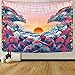 Sevenstars Ocean Wave Tapestry Sunset Tapestry 3D Great Wave Tapestry Japanese Tapestry for Room…