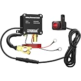 QTEATAK 12V 250A Battery Disconnect Switch Kill Switch | Illuminated Round Rocker Switch, Prevent Battery Drain for Car Truck RV, 9.84 FT Cable, in-Car Manual Cut-Off